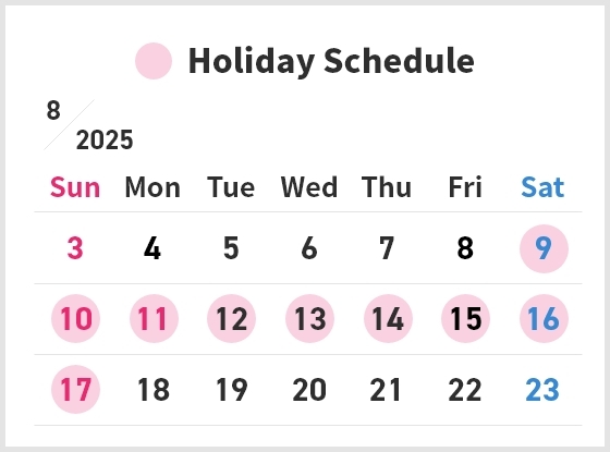 Japanese summer holiday schedule                                                                                                                                                                        