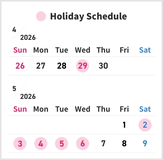 Notice of Japanese Golden Week Business Holidays                                                                                                                                                        